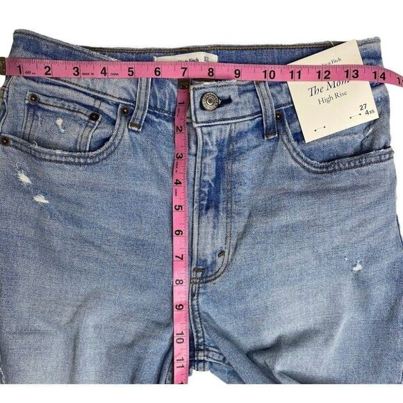 Abercrombie & Fitch The Mom Capri Jeans Women's 27 Blue High Rise Distressed NEW - Picture 6 of 10